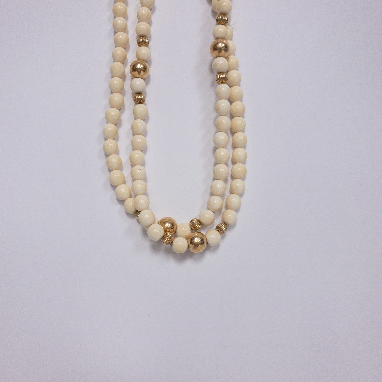 14K Gold White Coral Bead Strand