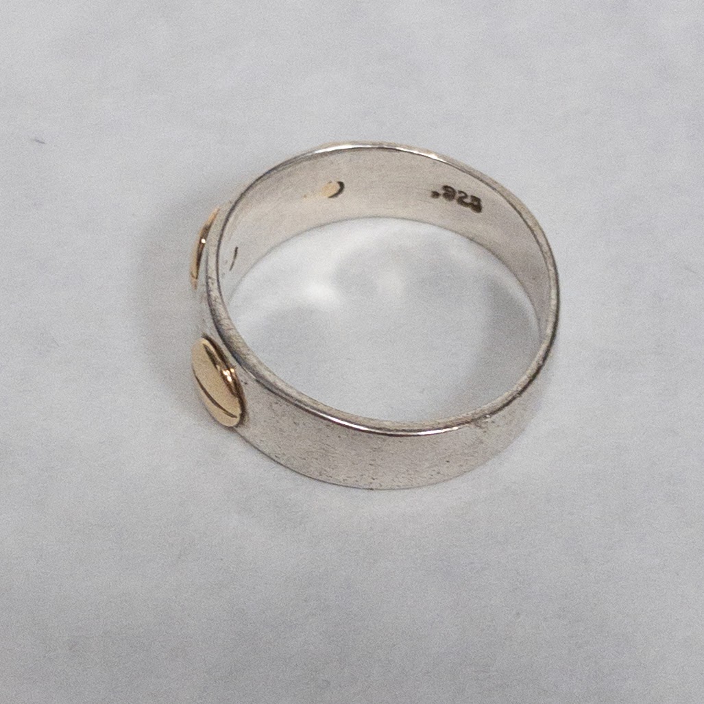 Sterling Silver & 14K Gold Screw Band Ring