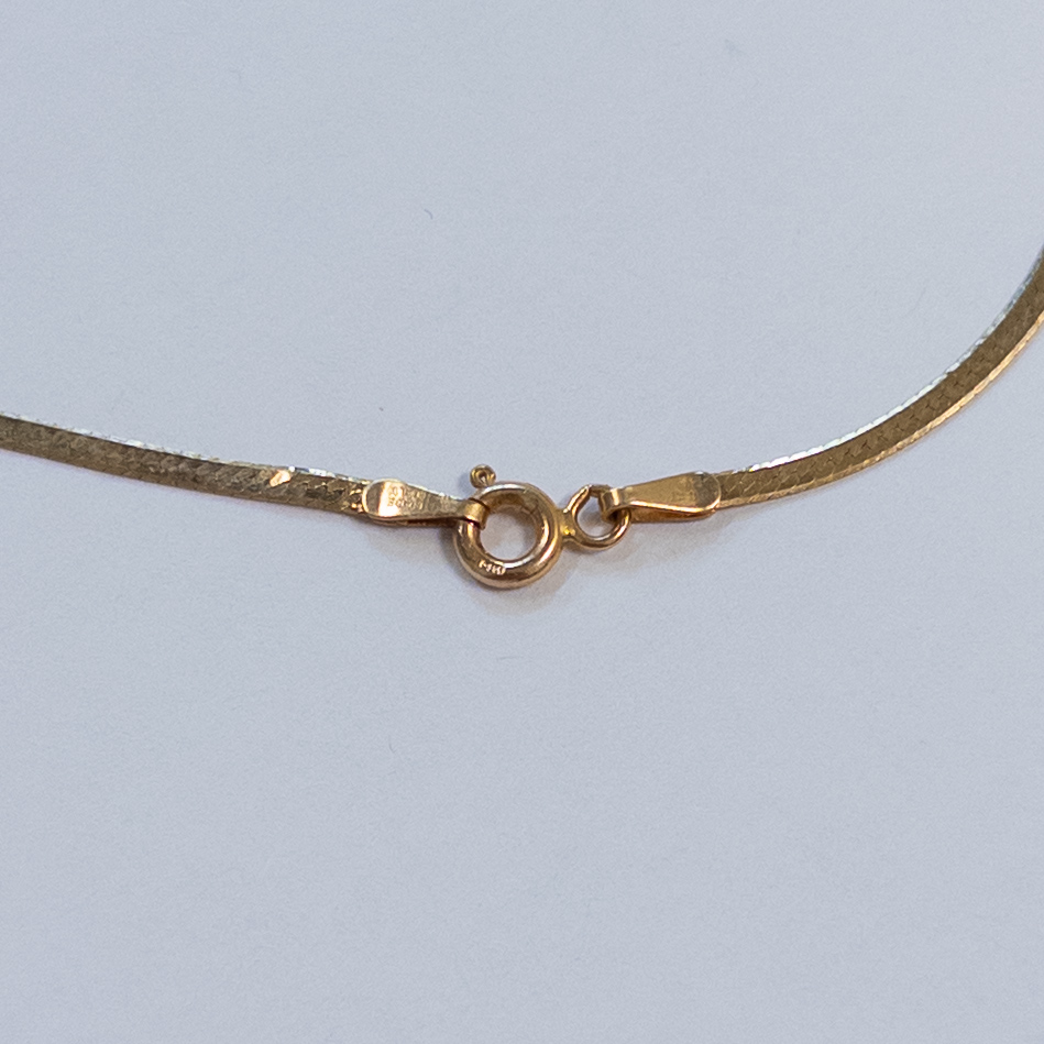 14K Gold Herringbone Necklace with 10K Gold Pendant