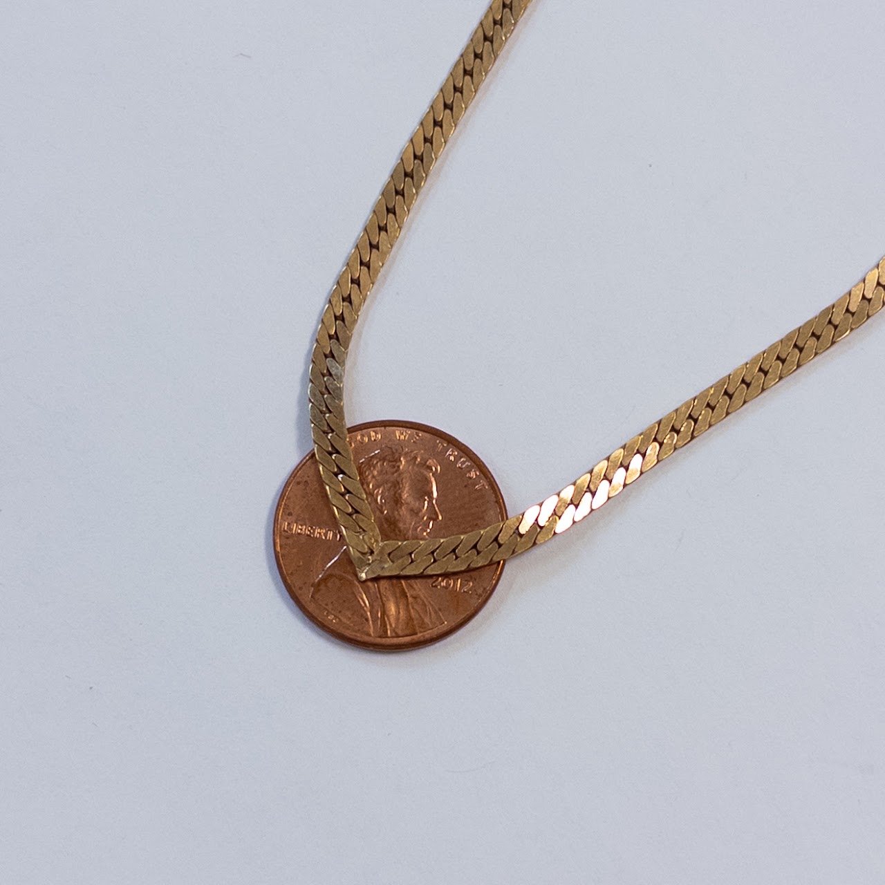 14K Gold V-Neck Herringbone Necklace