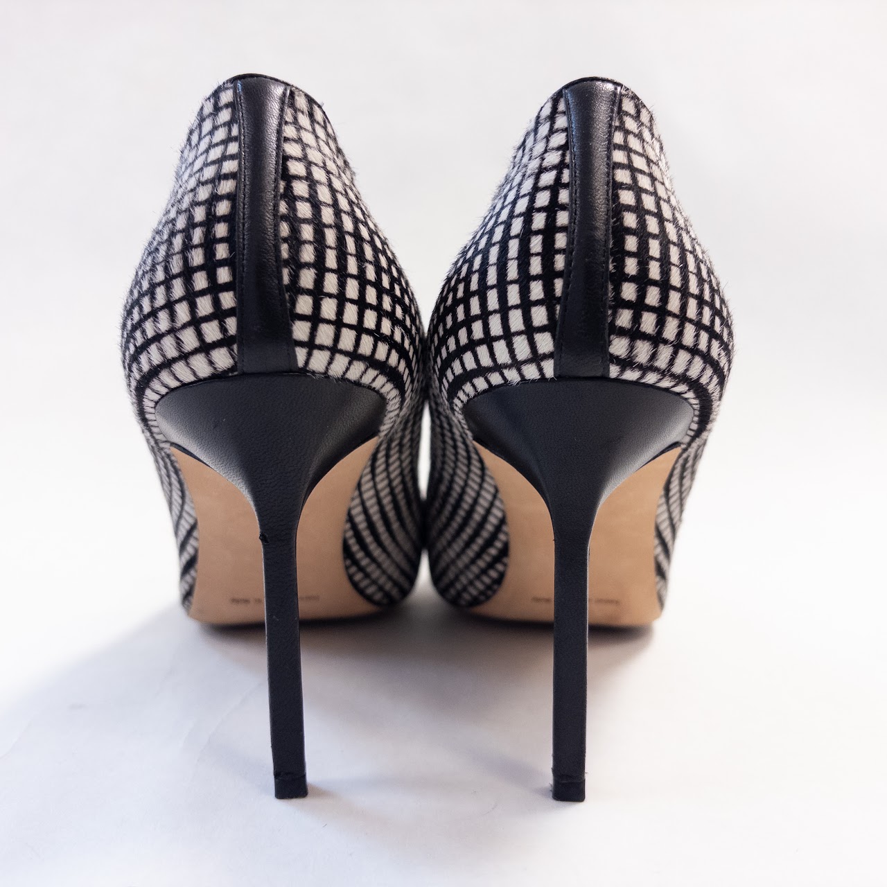 Manolo Blahnik Pony Hair Grid Pattern Pumps