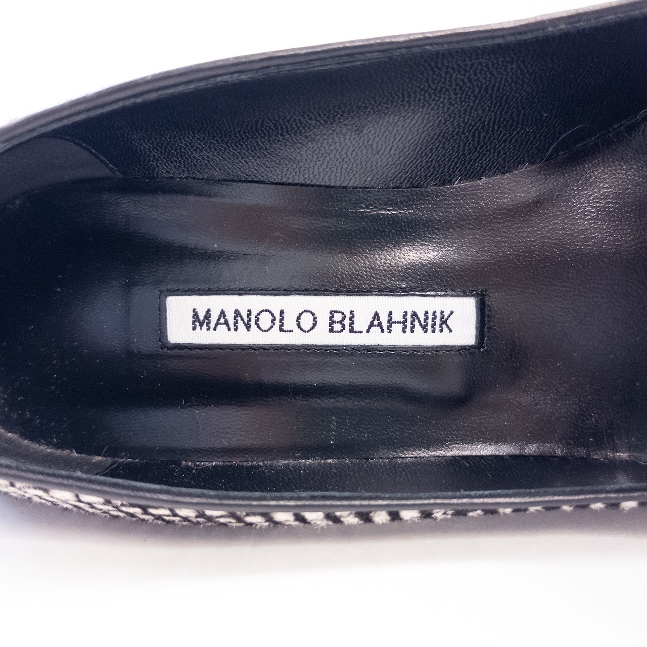 Manolo Blahnik Pony Hair Grid Pattern Pumps