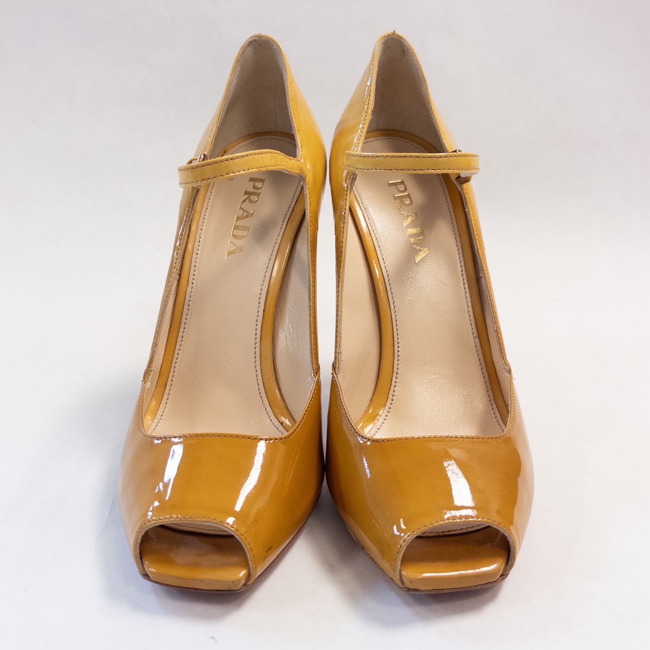 Prada Patent Leather Peep Toe Pumps