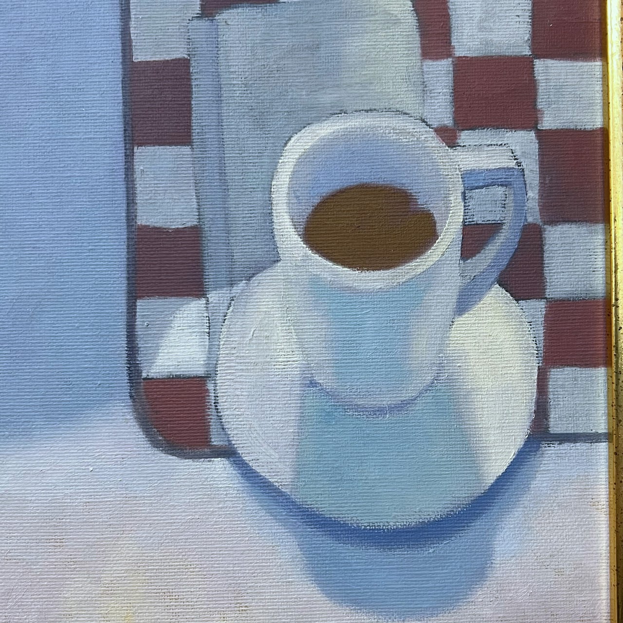 Hoyer Signed Figure at a Café Portrait Painting