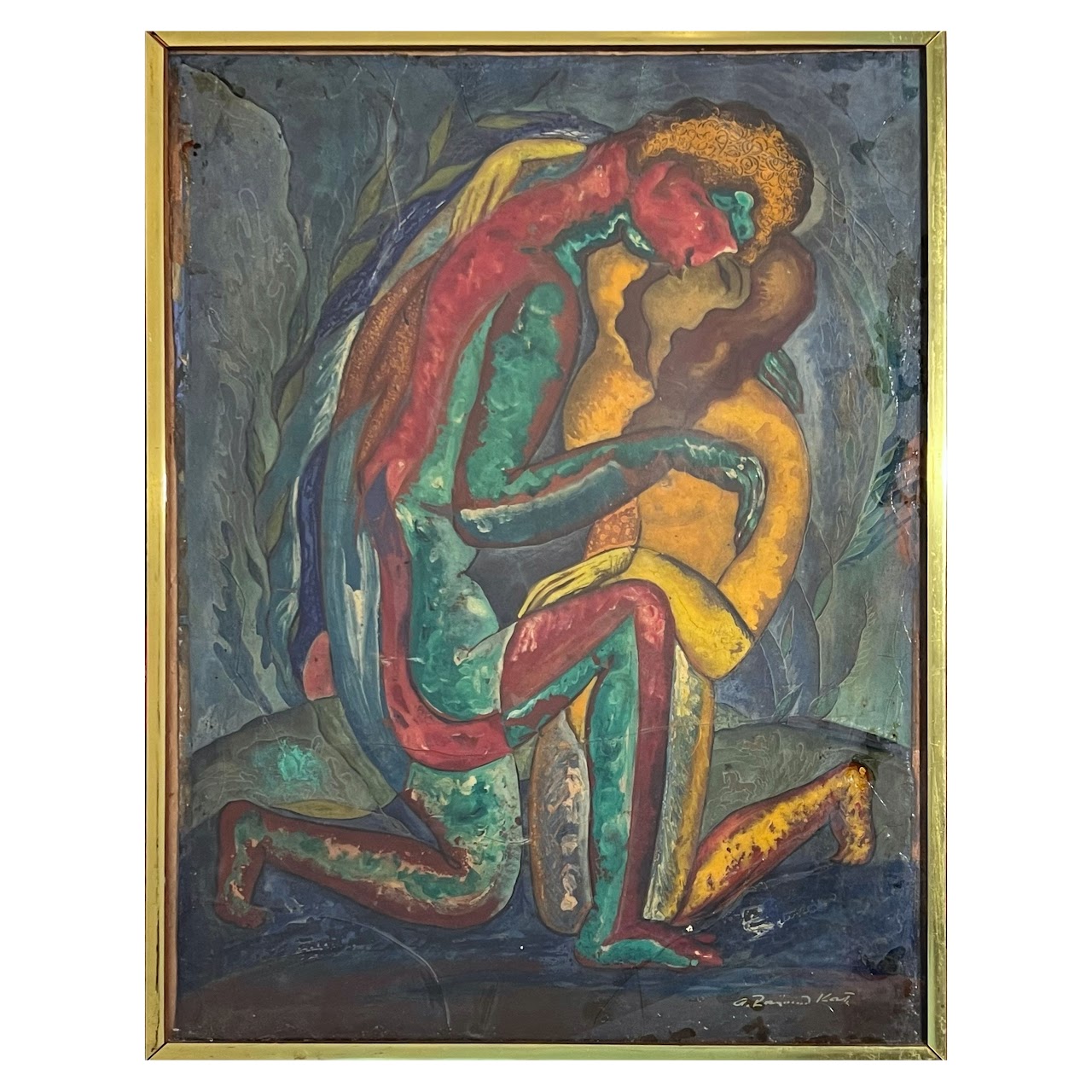 Alexander Raymond Katz 'The Kiss' Signed Casein Painting