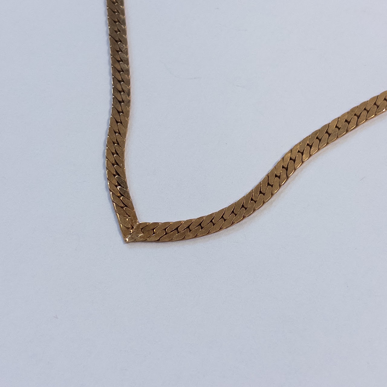 14K Gold V-Neck Herringbone Necklace