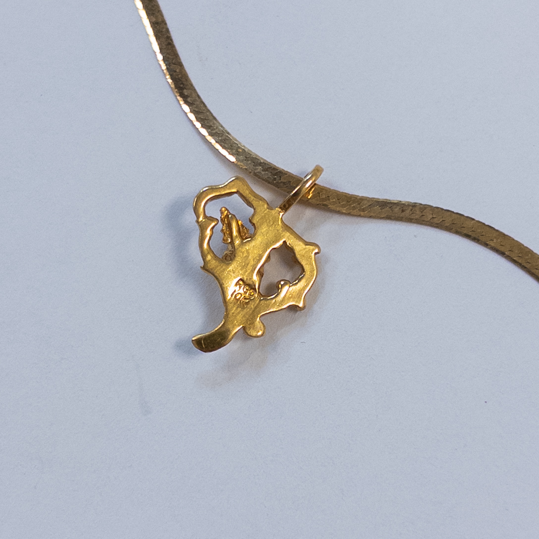 14K Gold Herringbone Necklace with 10K Gold Pendant