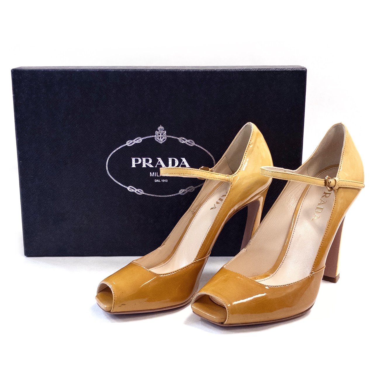 Prada Patent Leather Peep Toe Pumps