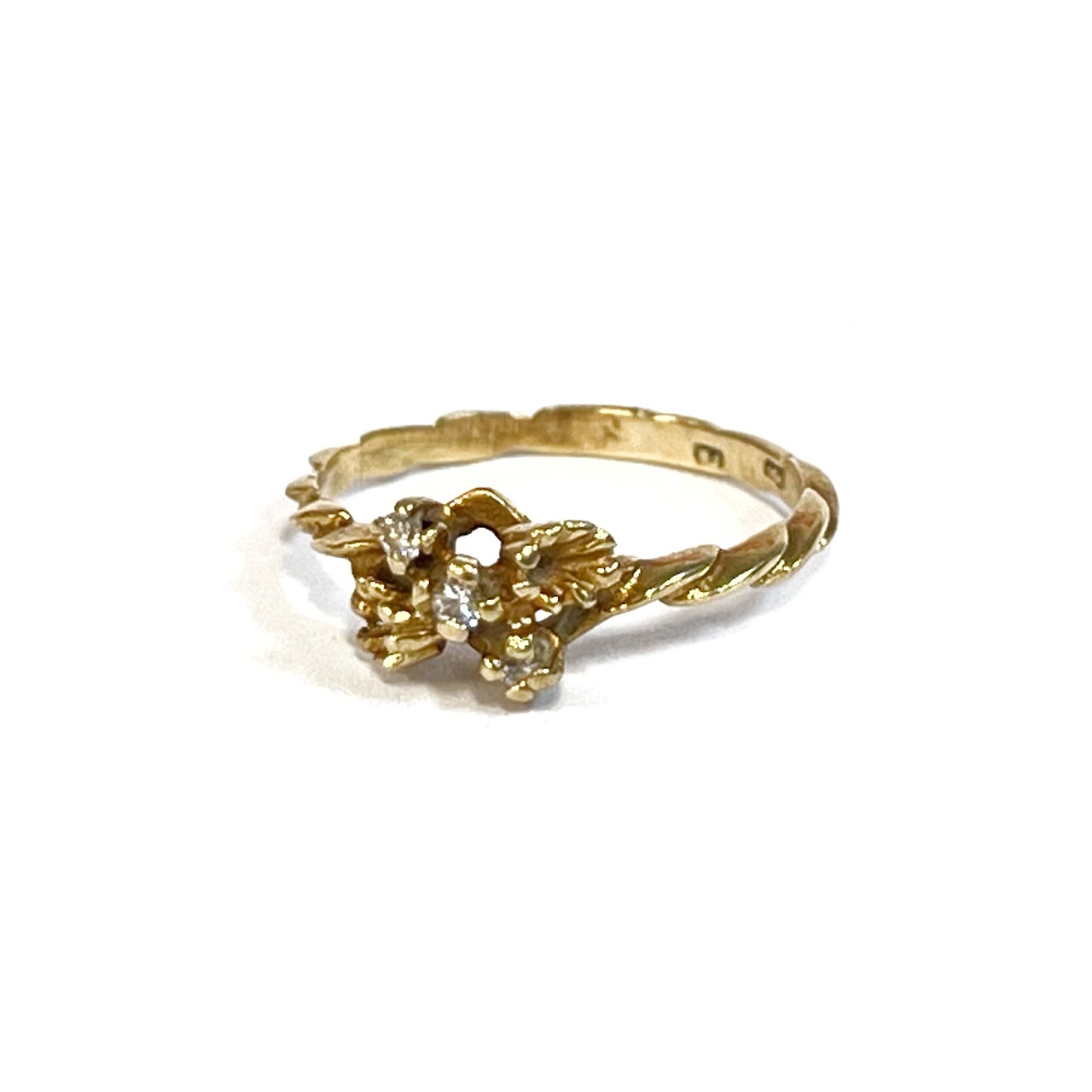 14K Gold and Diamond Floral Antique Ring