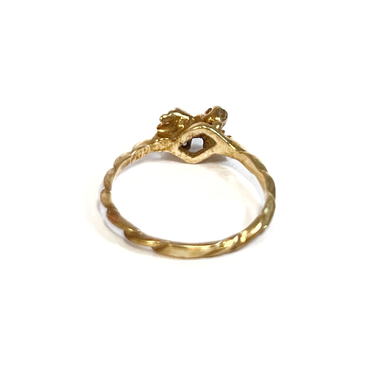 14K Gold and Diamond Floral Antique Ring