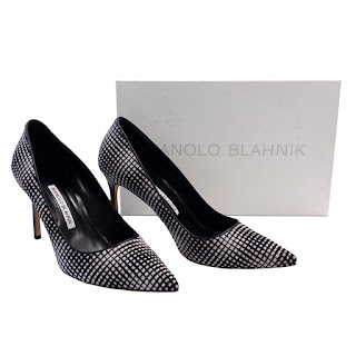 Manolo Blahnik Pony Hair Grid Pattern Pumps