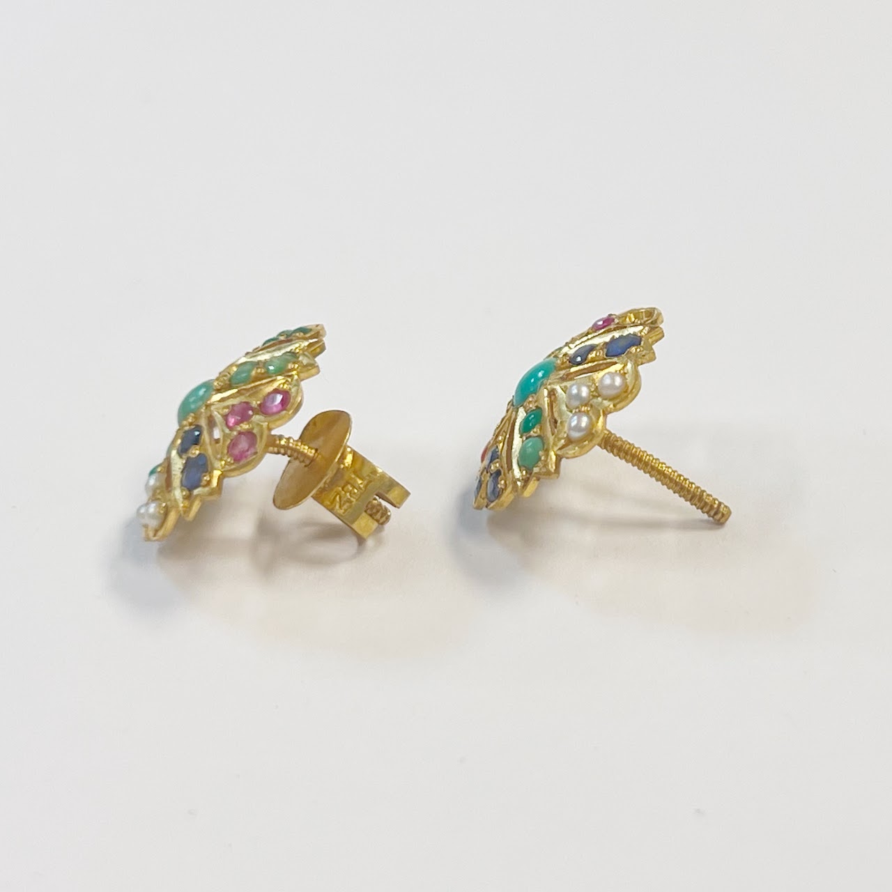 High Karat Gold and Multicolor Earrings DAMAGED