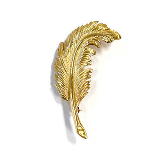 14K Gold Feather Brooch