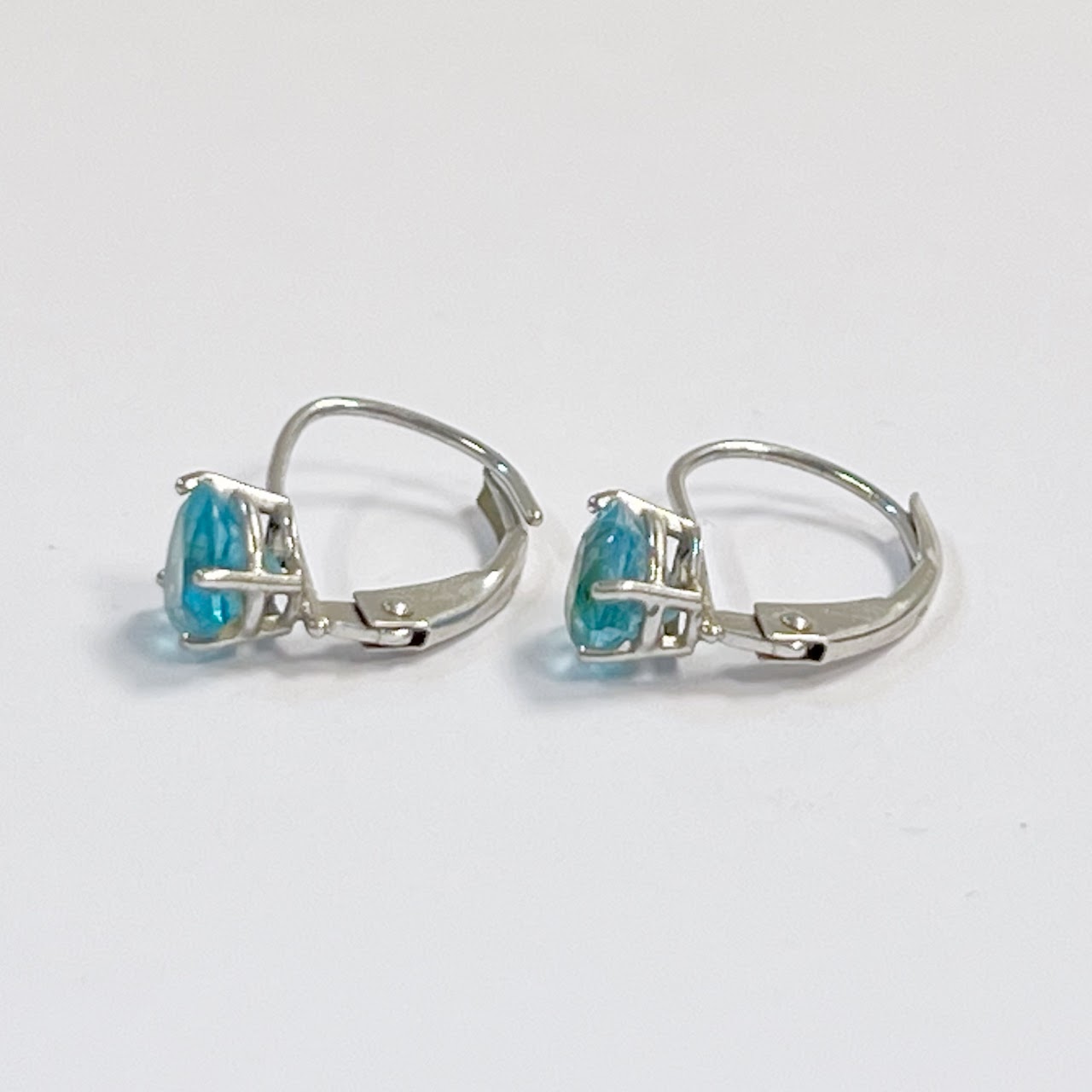 14K White Gold and Aquamarine Earrings