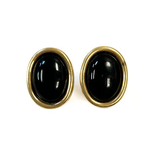 14K Gold and Obsidian Earrings