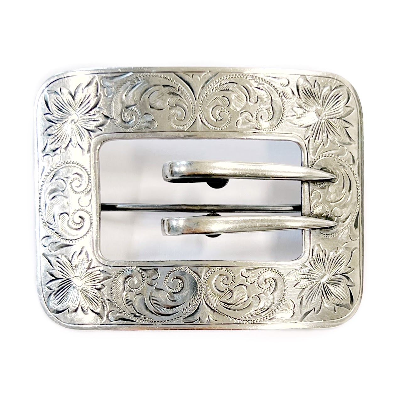 Sterling Silver Etched Buckle Brooch