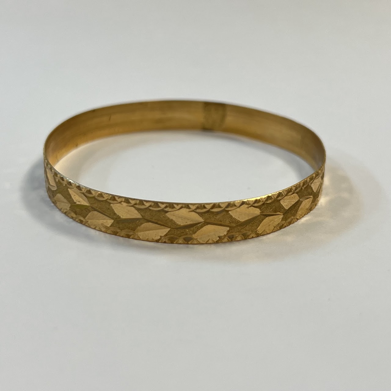 18K Gold Etched Bangle Bracelet