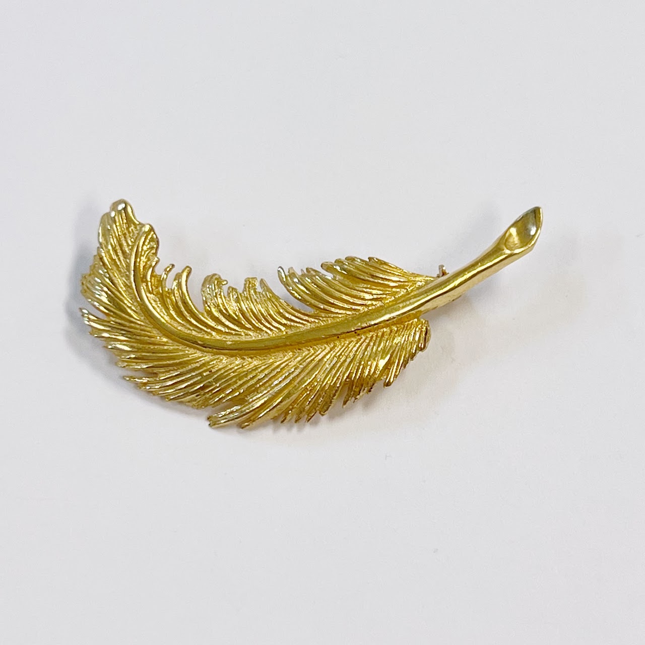 14K Gold Feather Brooch