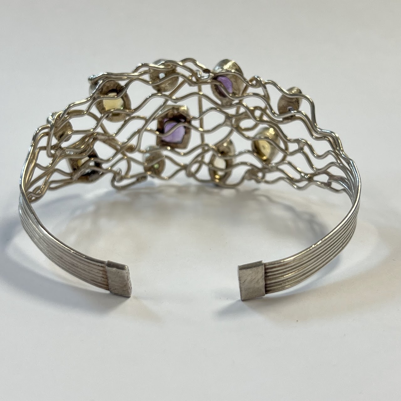 Sterling Silver and Multi Stone Cuff Bracelet