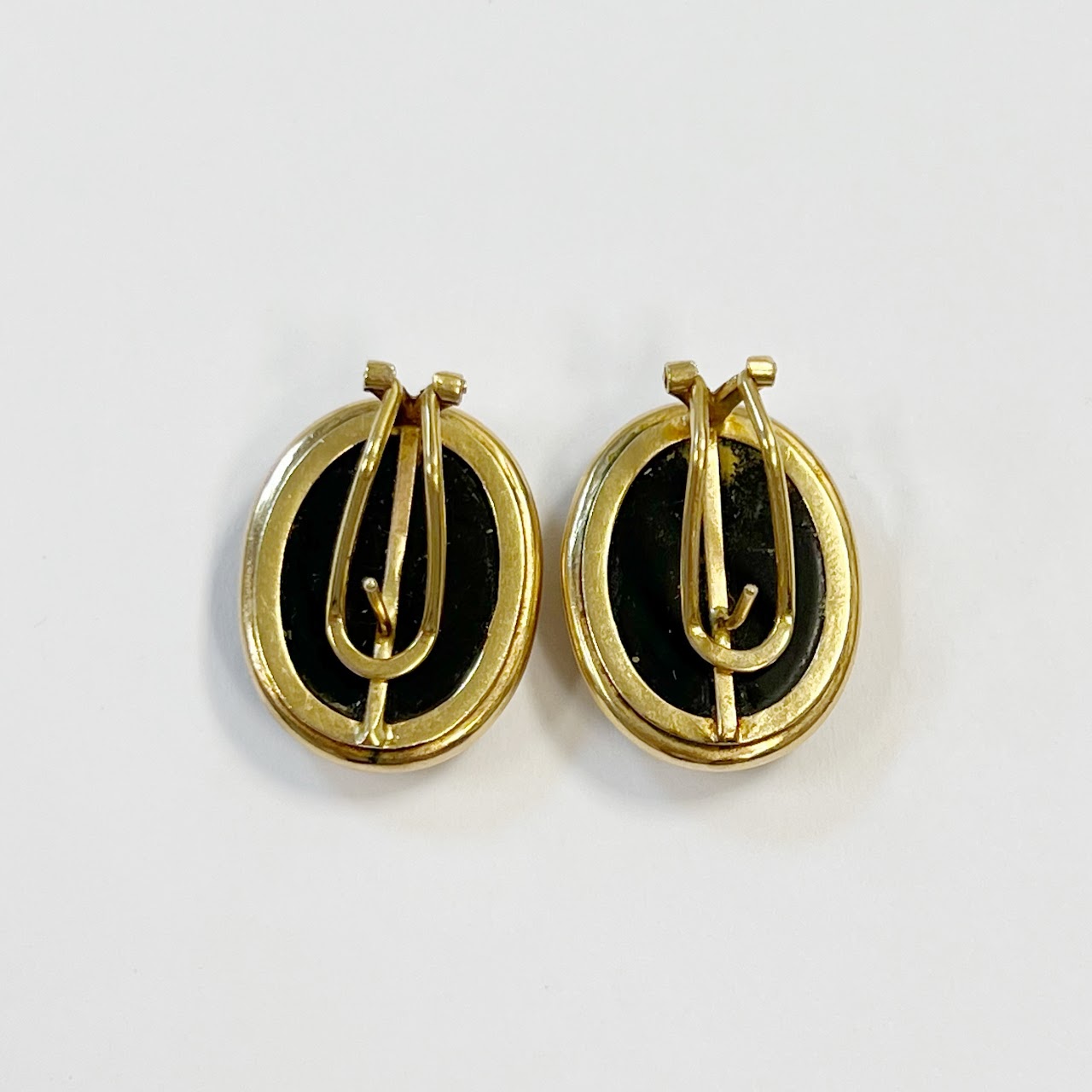 14K Gold and Obsidian Earrings