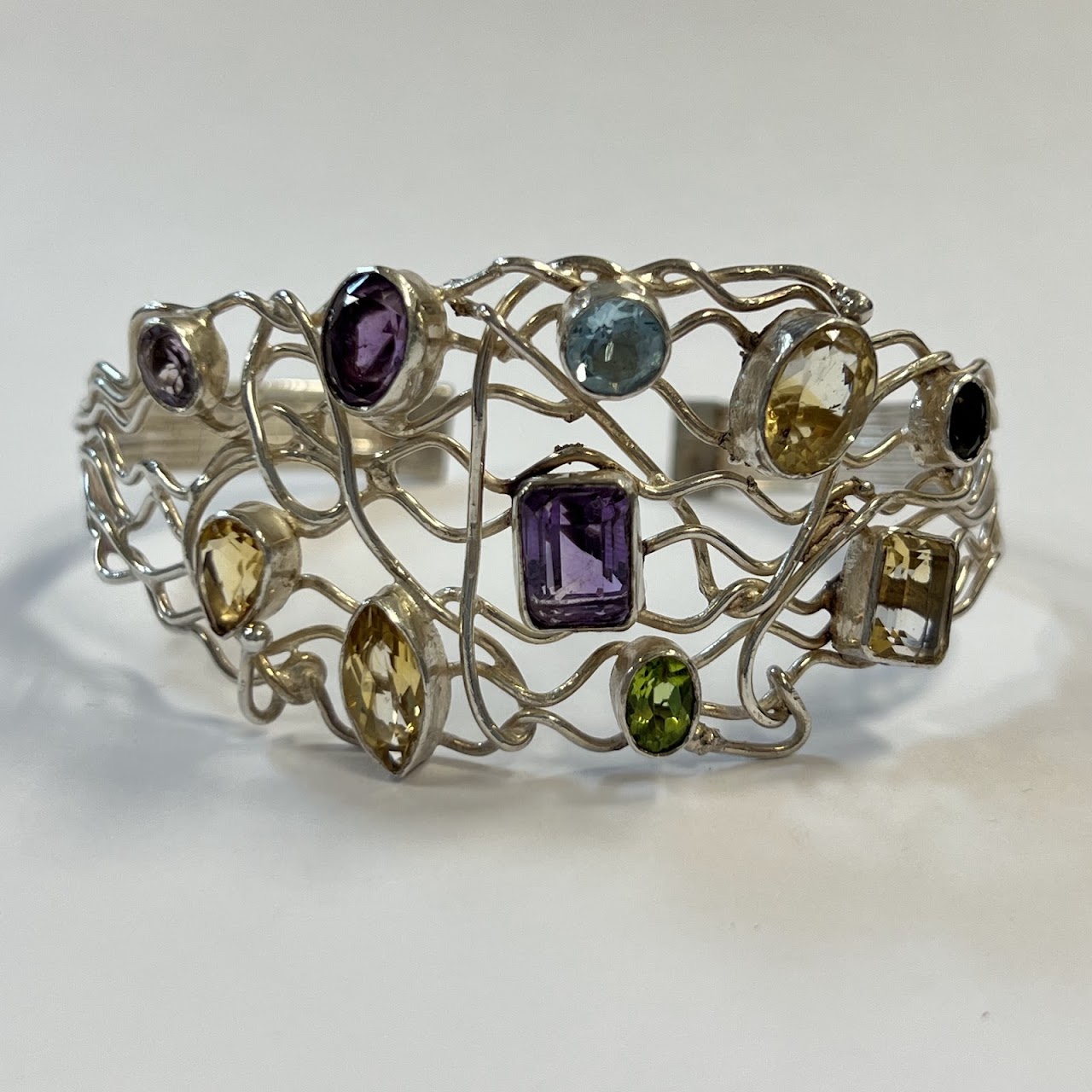 Sterling Silver and Multi Stone Cuff Bracelet