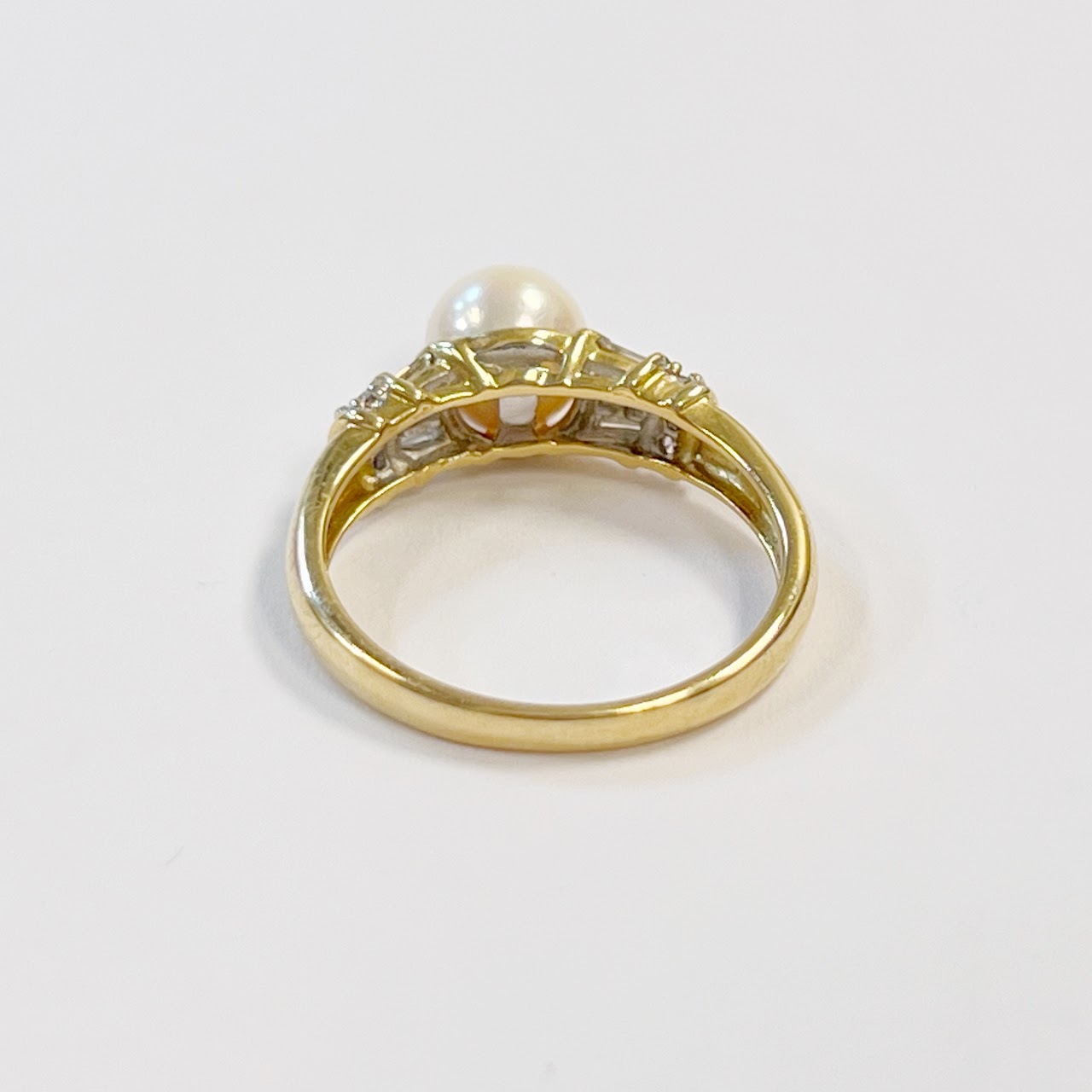 14K Gold, Diamond, and Pearl Ring