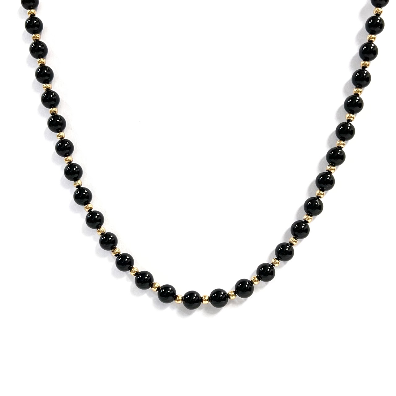 14K Gold and Onyx Bead Necklace