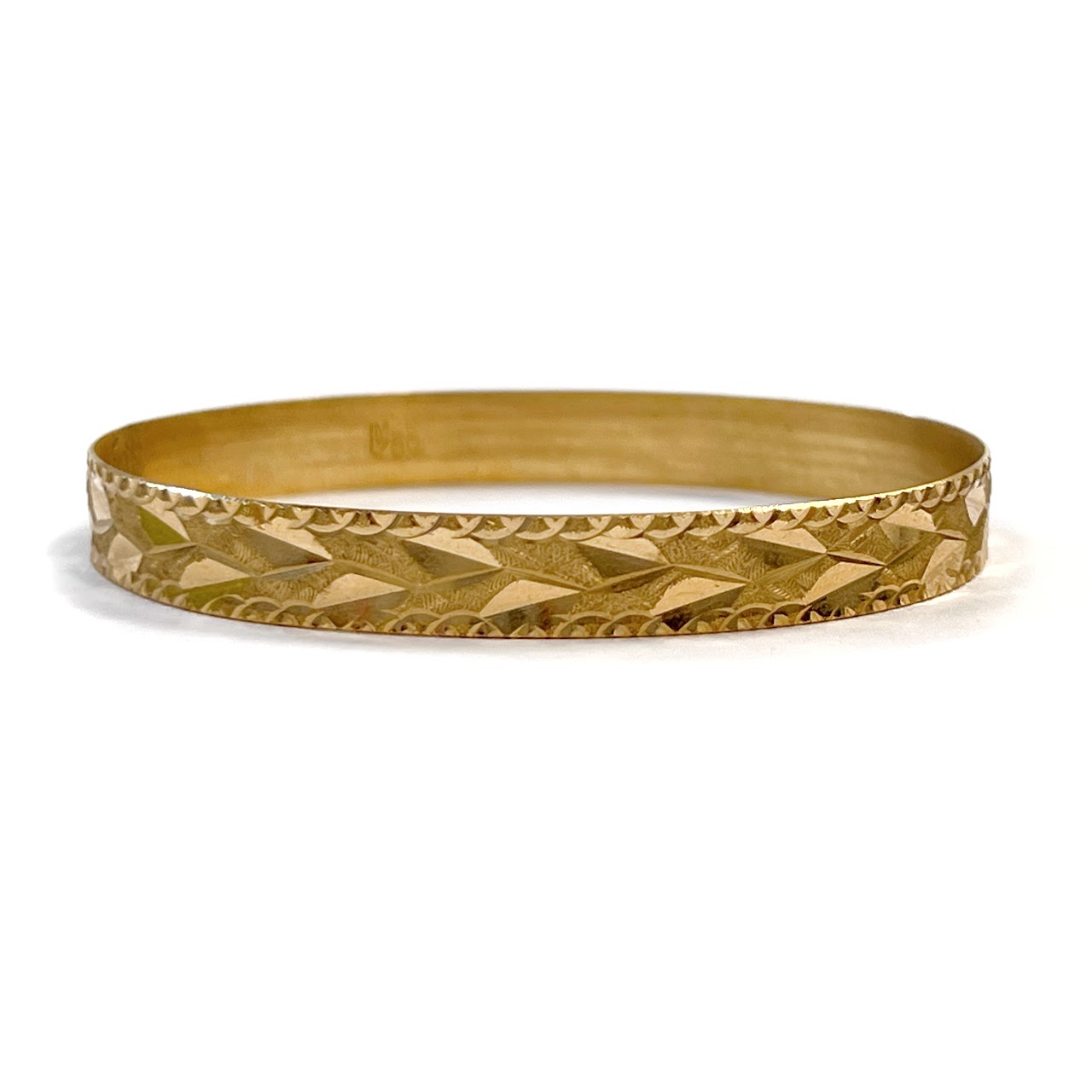 18K Gold Etched Bangle Bracelet