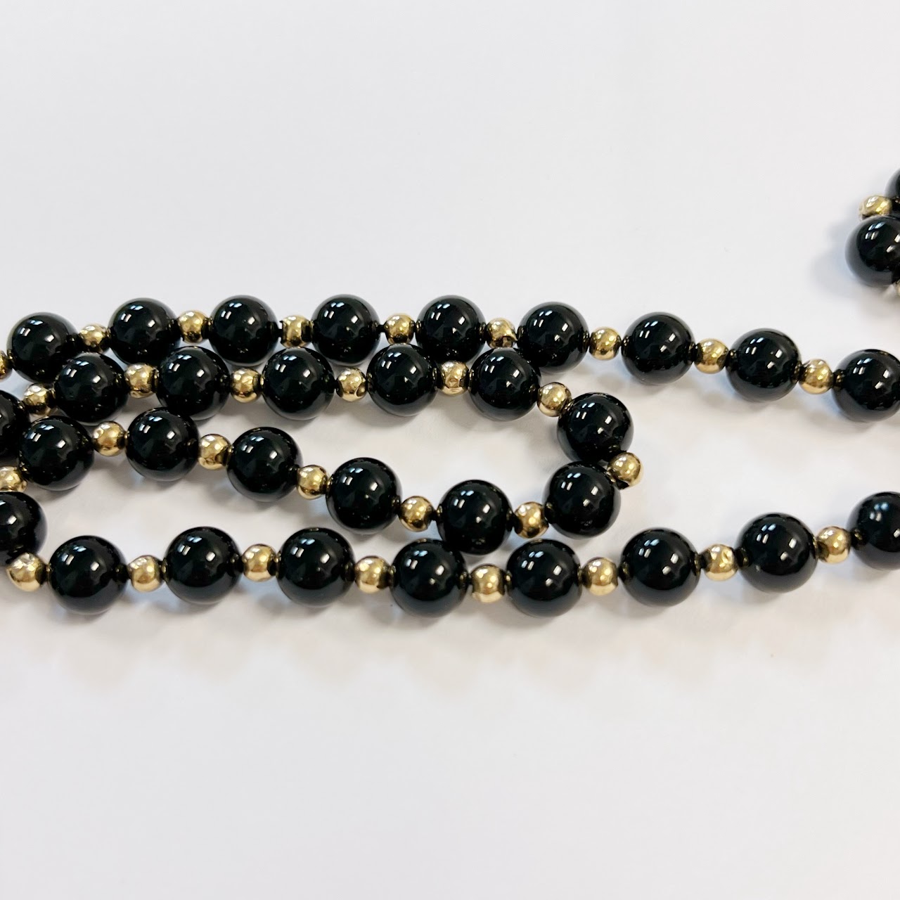 14K Gold and Onyx Bead Necklace