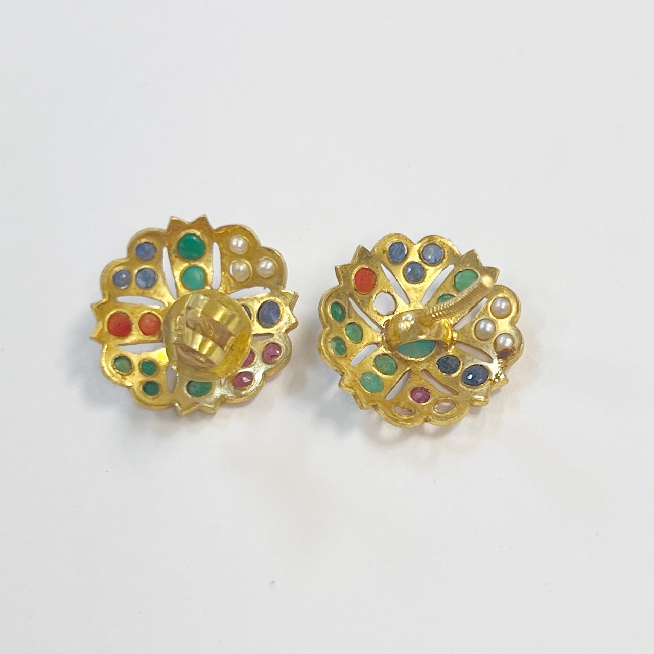 High Karat Gold and Multicolor Earrings DAMAGED