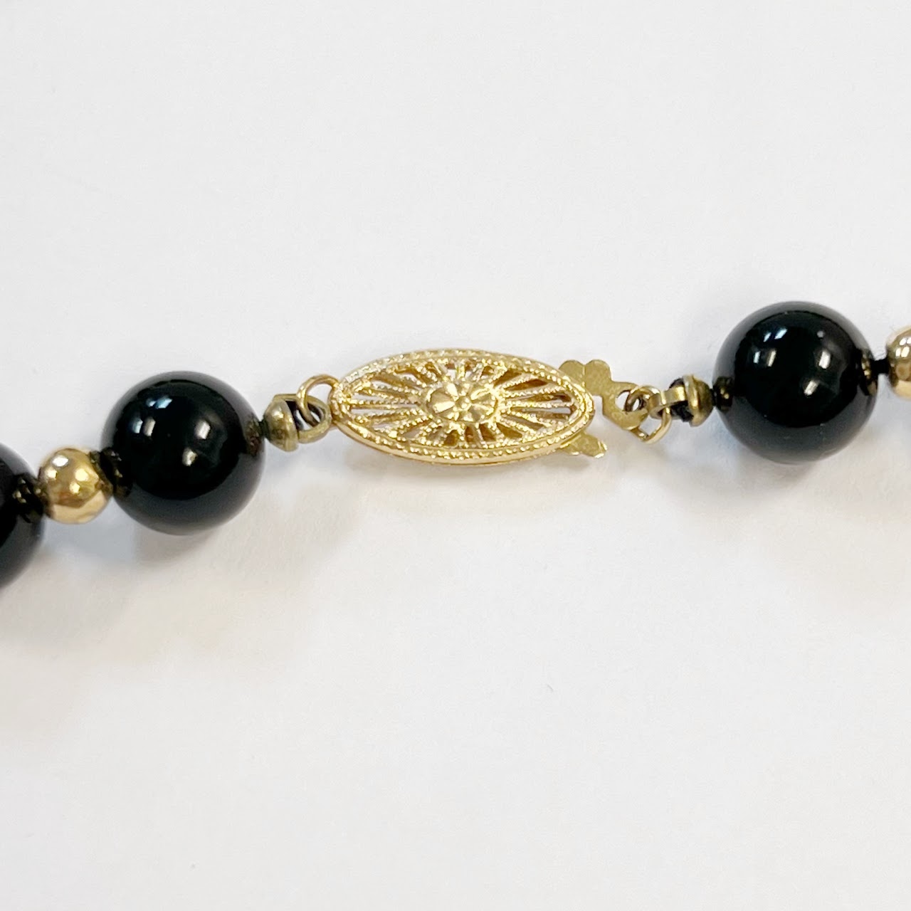 14K Gold and Onyx Bead Necklace