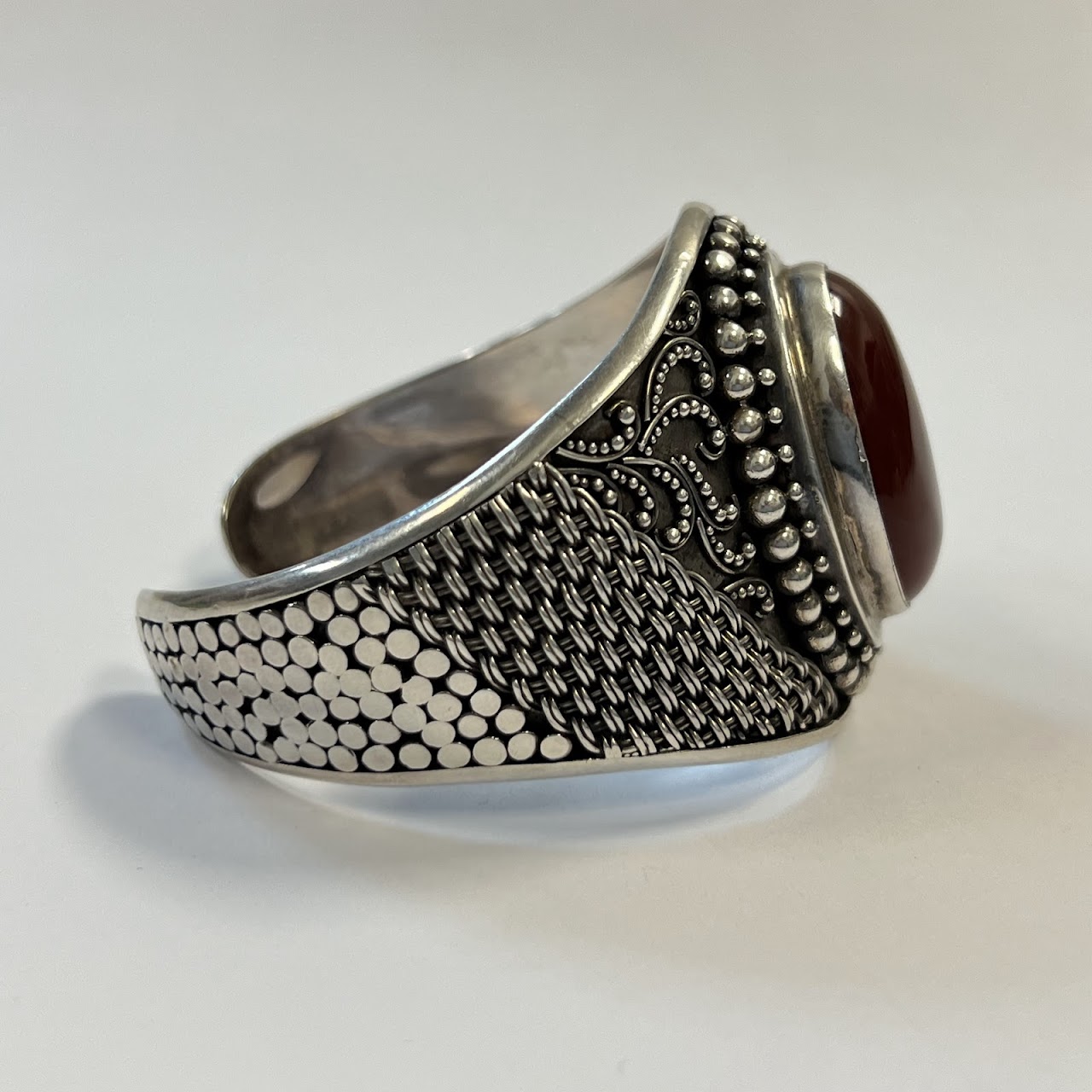 Sterling Silver and Red Stone Cuff