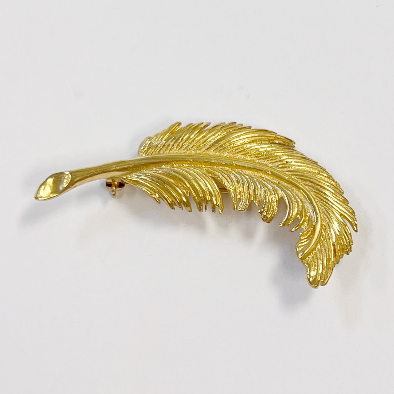 14K Gold Feather Brooch