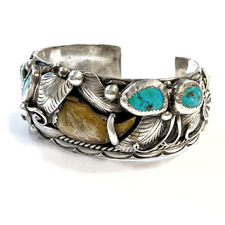 Sterling Silver, Animal Claw, and Turquoise Cuff