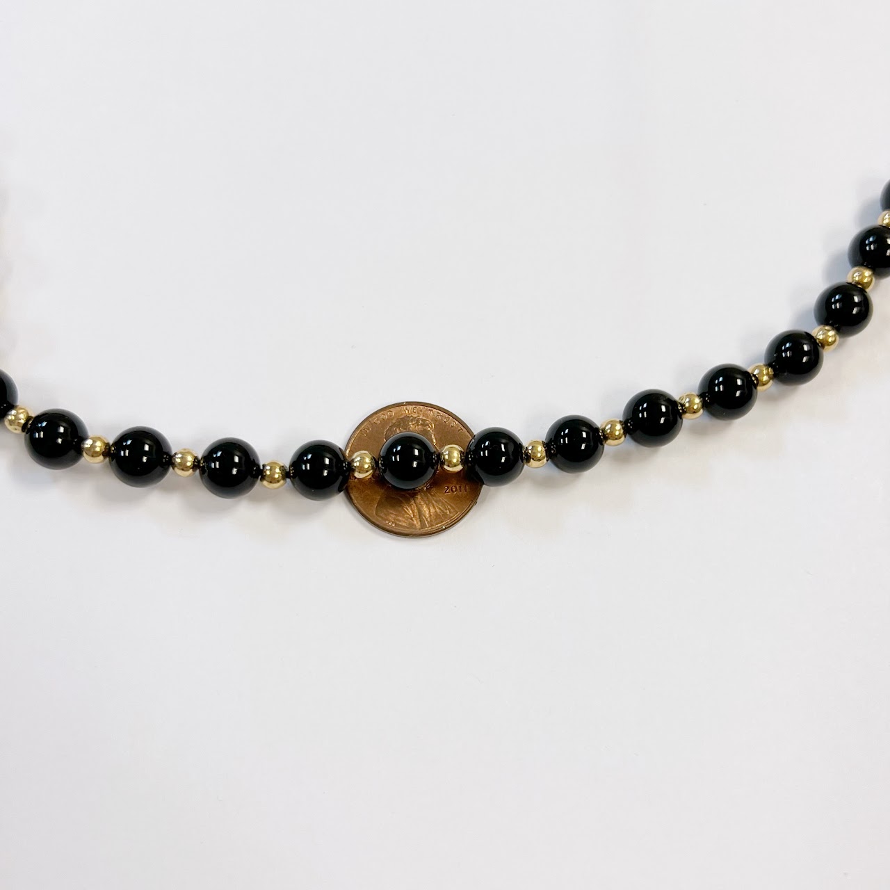 14K Gold and Onyx Bead Necklace