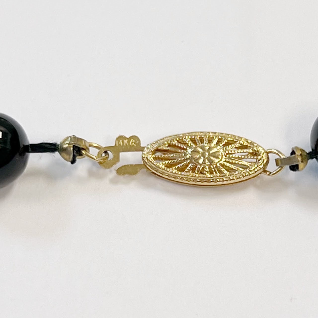 14K Gold and Onyx Bead Necklace