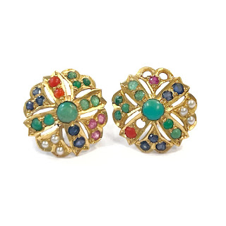 High Karat Gold and Multicolor Earrings DAMAGED