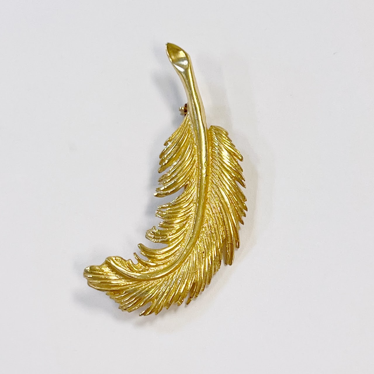 14K Gold Feather Brooch