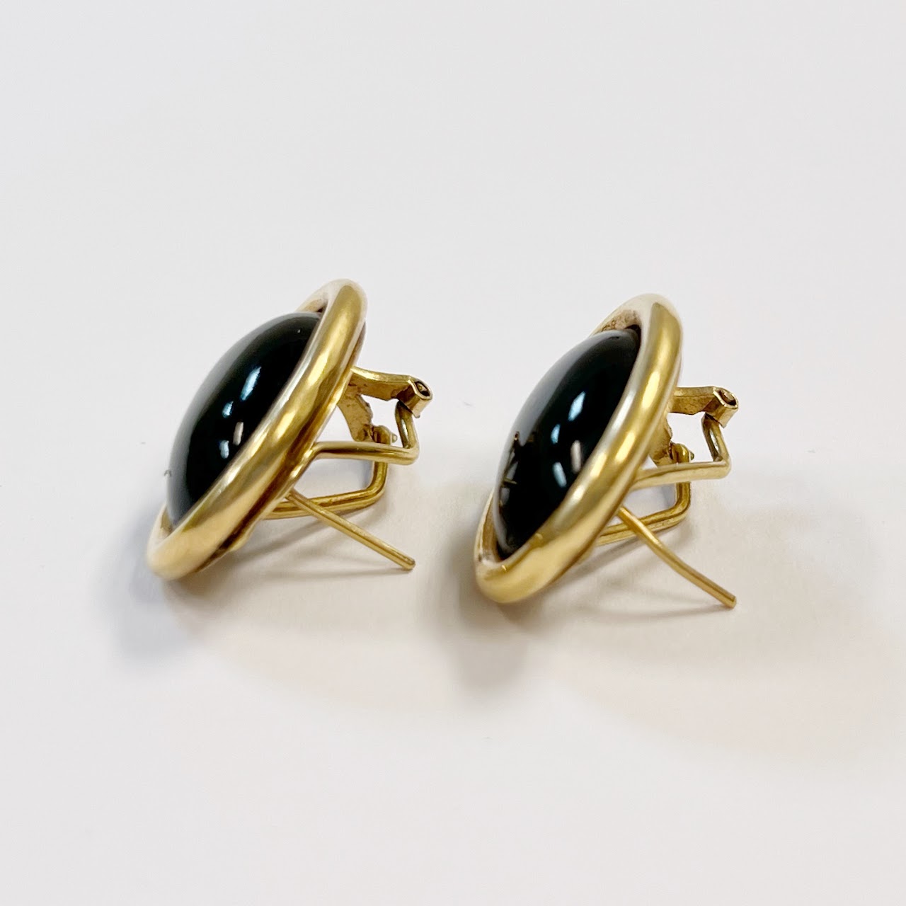 14K Gold and Obsidian Earrings