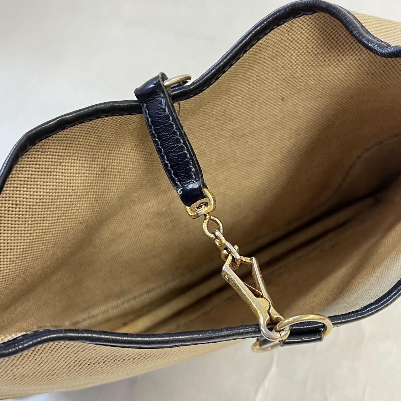 Hermès Vintage Trim Canvas Shoulder Bag