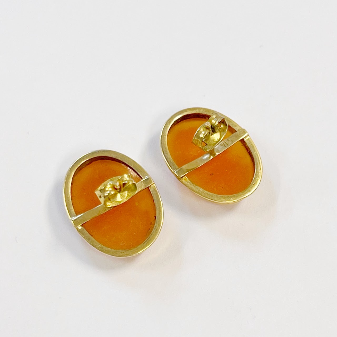 14K Gold Cameo Earrings