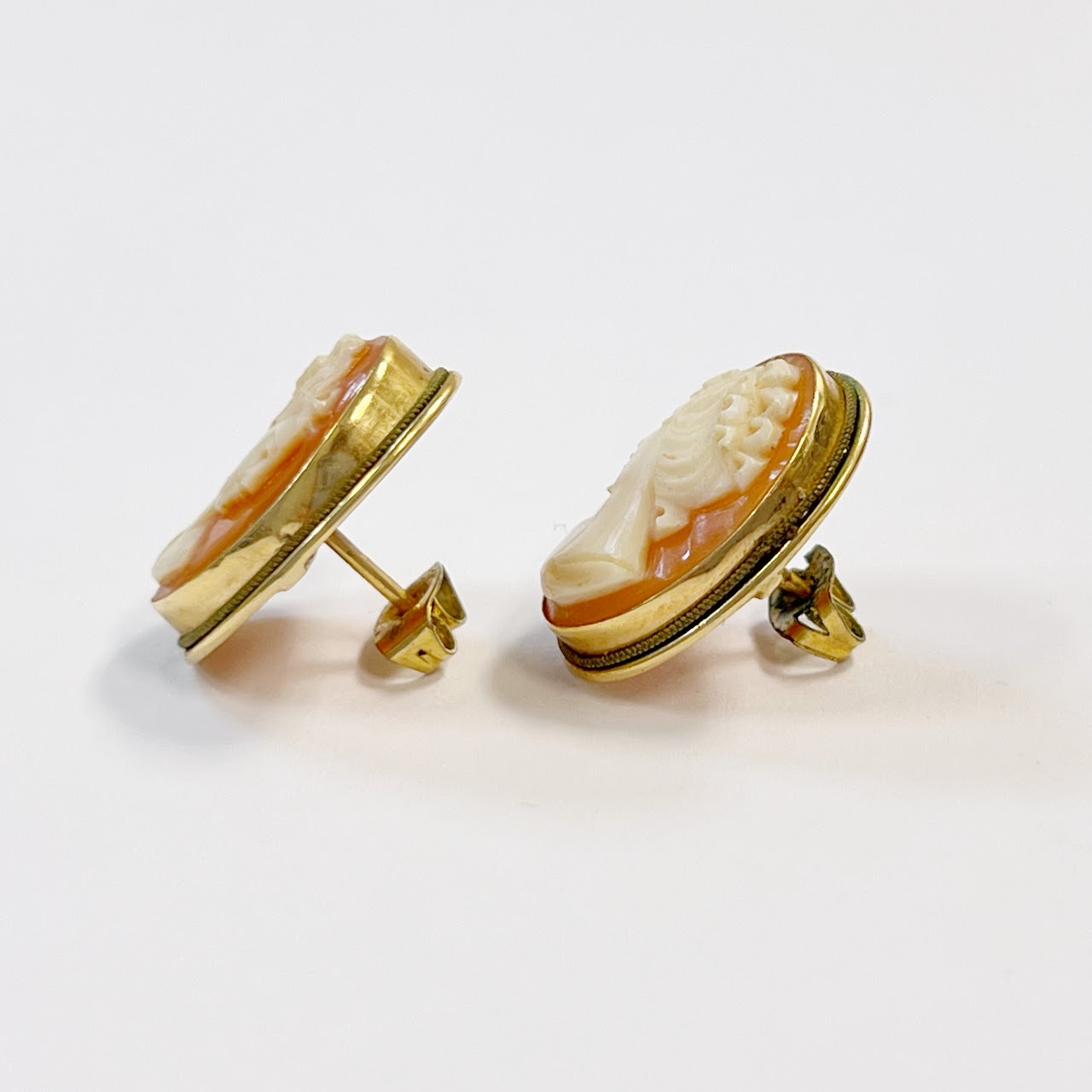 14K Gold Cameo Earrings