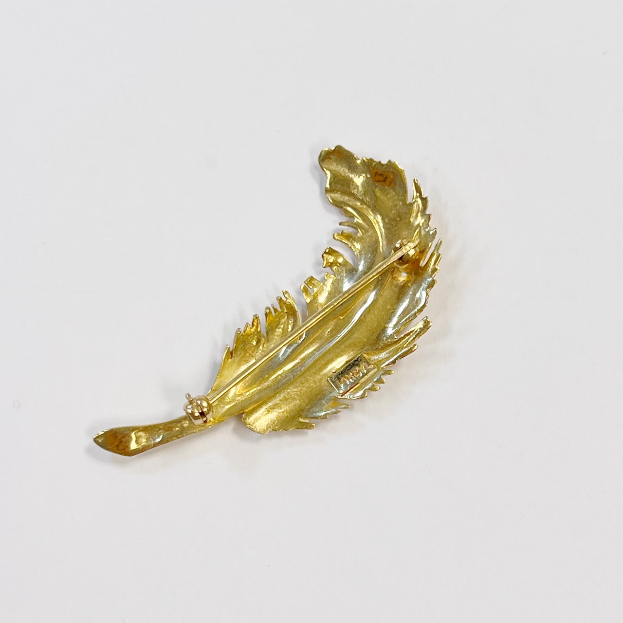 14K Gold Feather Brooch