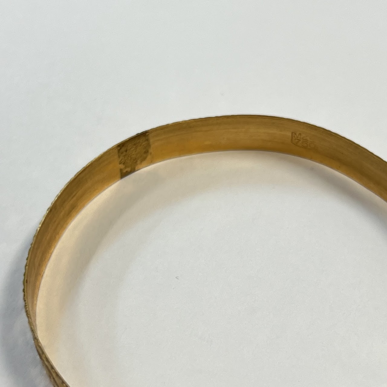 18K Gold Etched Bangle Bracelet