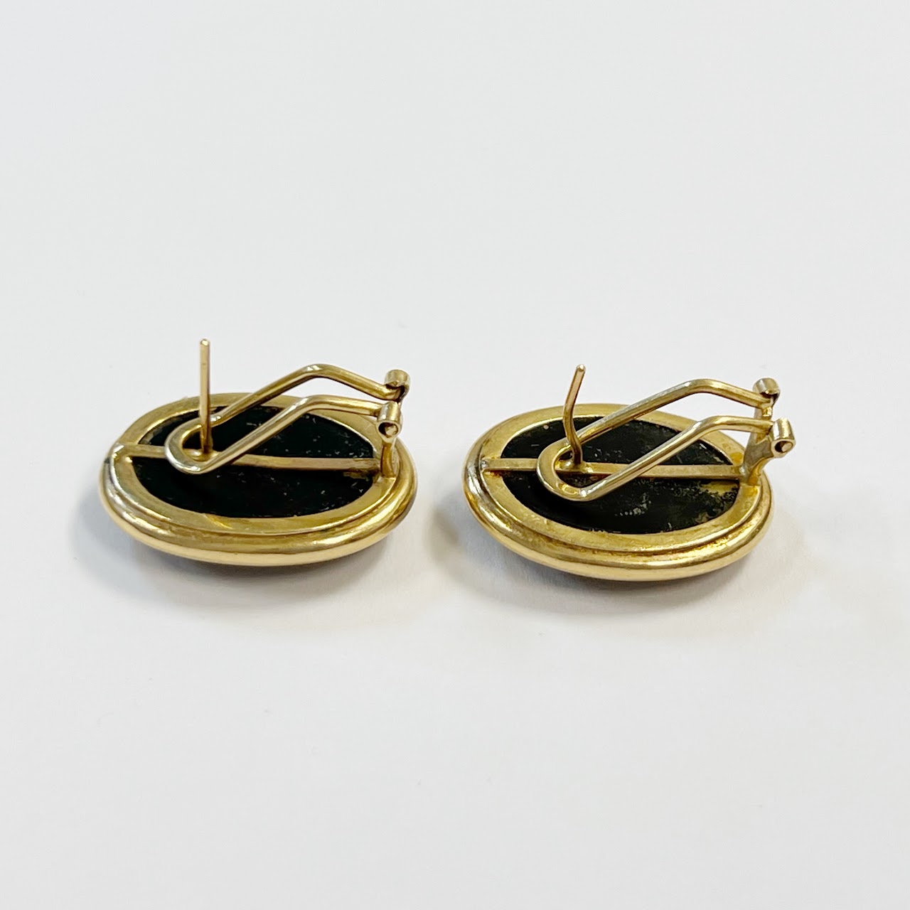 14K Gold and Obsidian Earrings