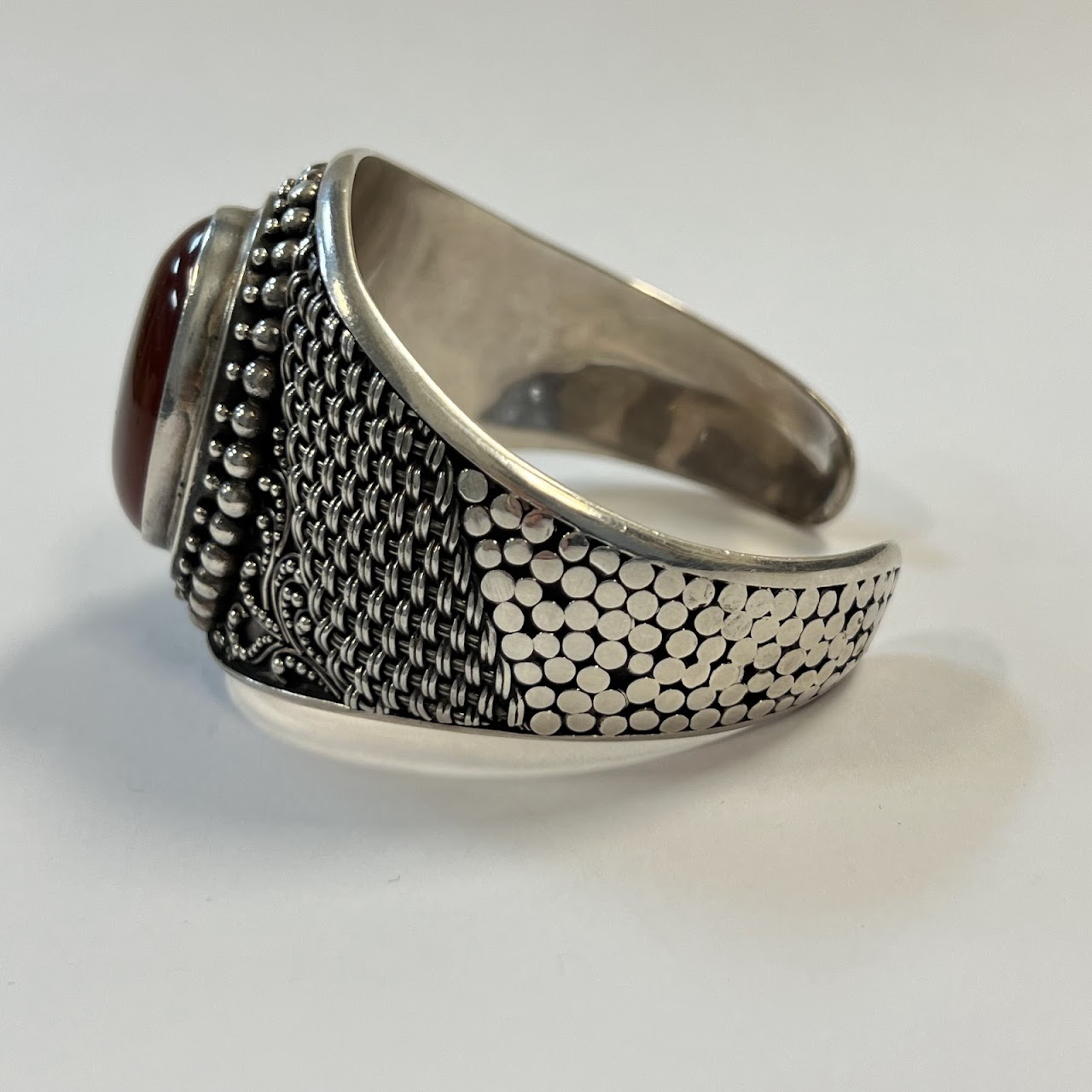 Sterling Silver and Red Stone Cuff