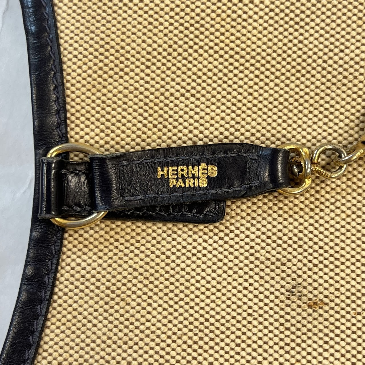 Hermès Vintage Trim Canvas Shoulder Bag