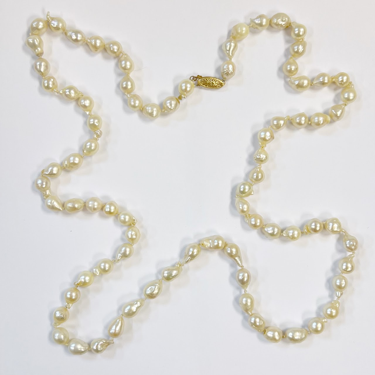 Pearl and 14K Gold 34" Strand Necklace