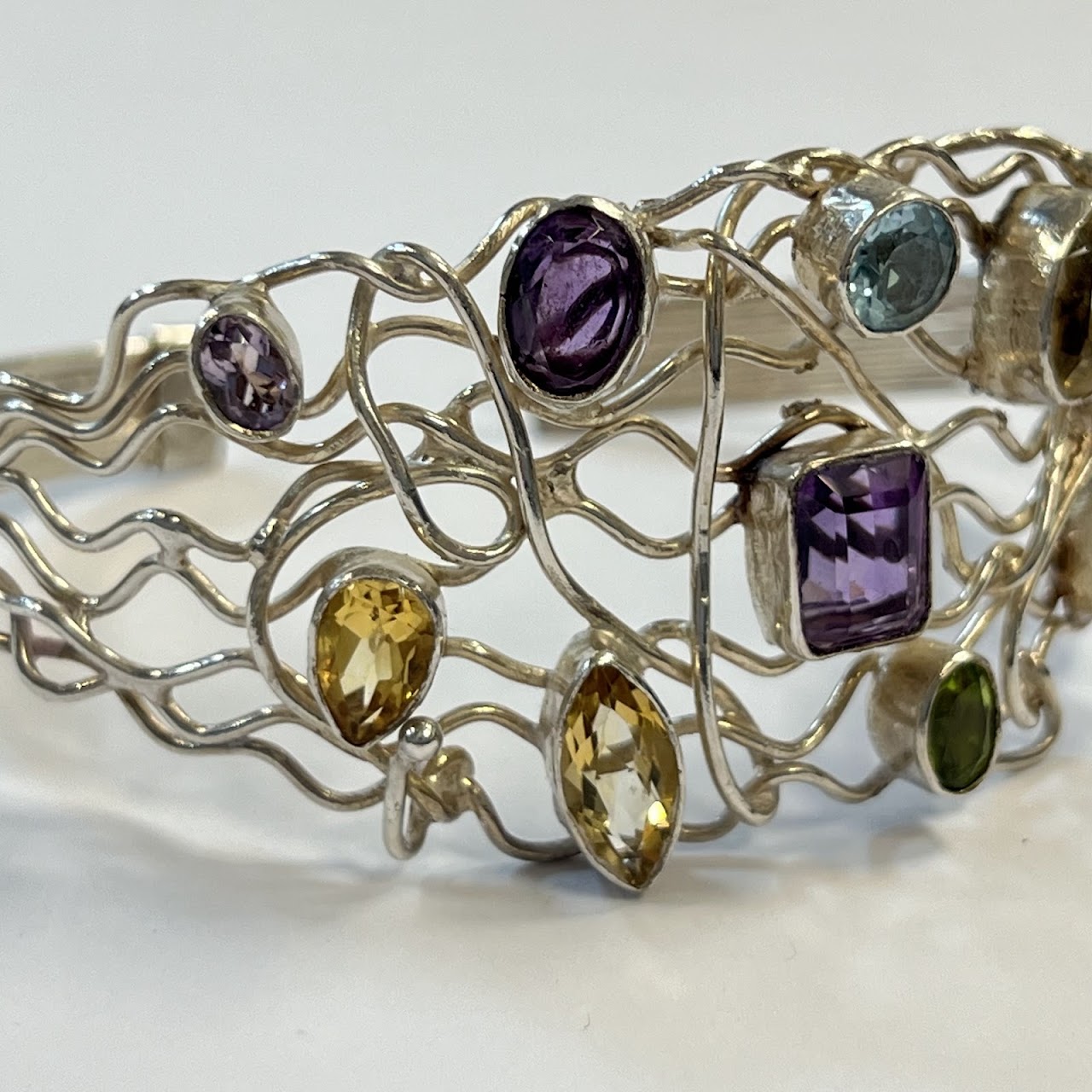 Sterling Silver and Multi Stone Cuff Bracelet