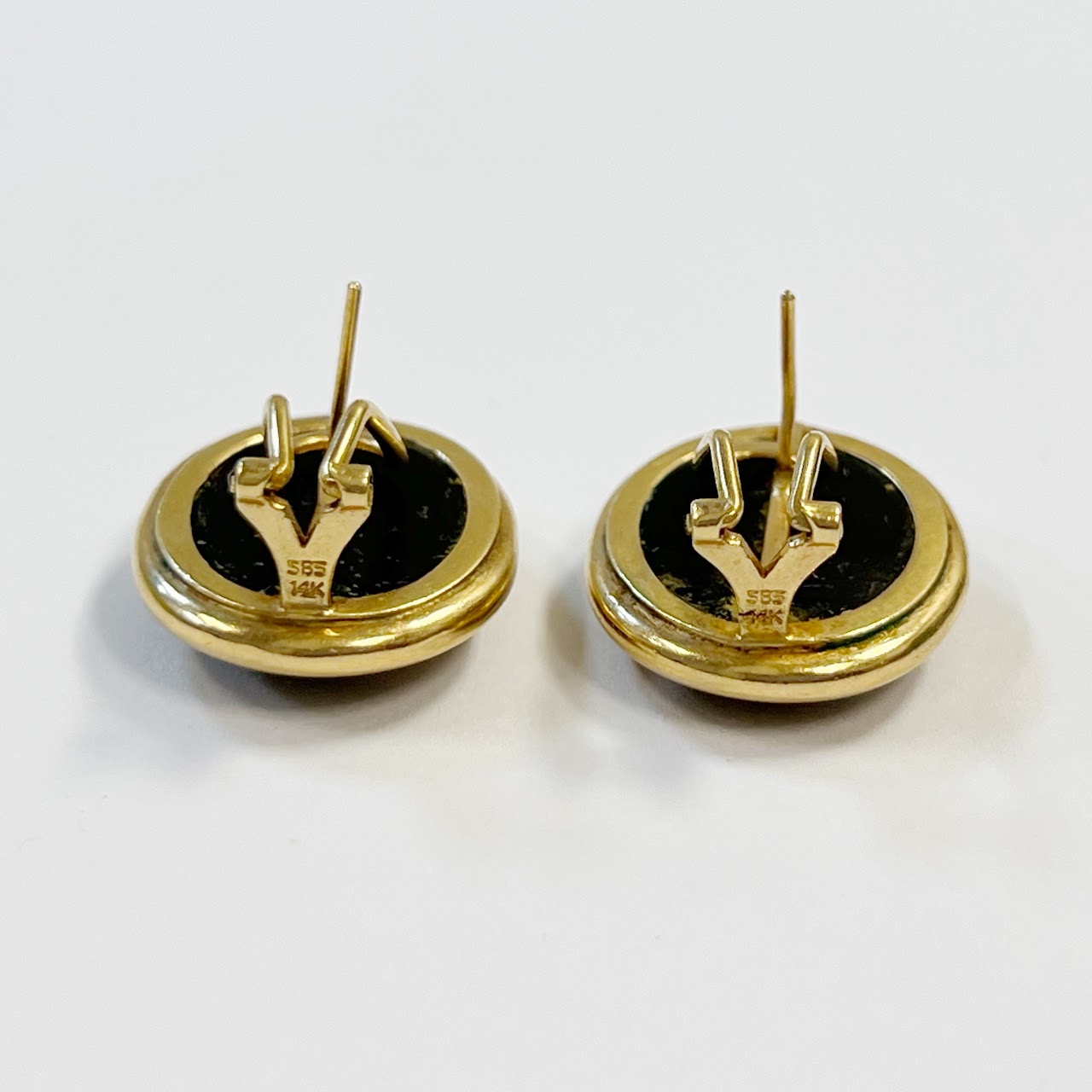 14K Gold and Obsidian Earrings